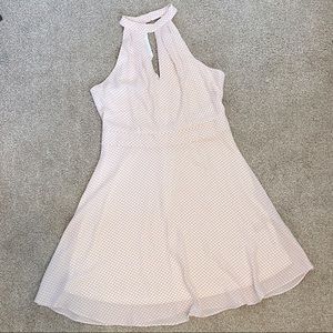 Cute summer halter dress. Express fit and flare size 8. Pink & white polka-dots.